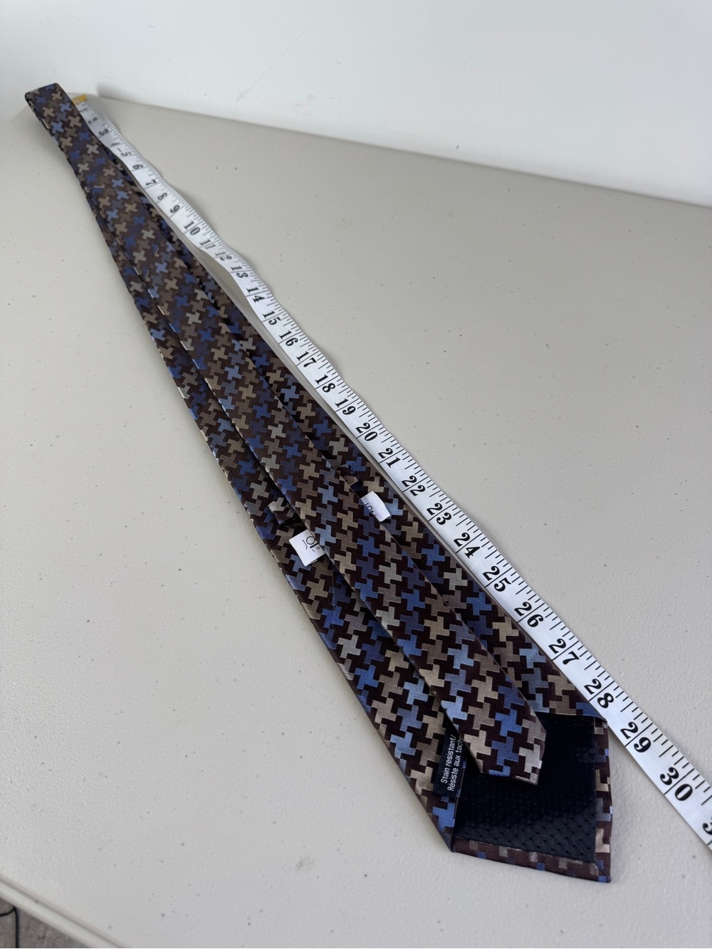 Joseph & Feiss Silk Tie Brown Blue Geometric Print Business Classic Jacquard - Picture 5 of 13